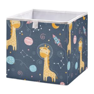 cute animals giraffe cube storage bin collapsible storage bins waterproof toy basket for cube organizer bins for kids nursery book bathroom closet girls boys - 11.02x11.02x11.02 in