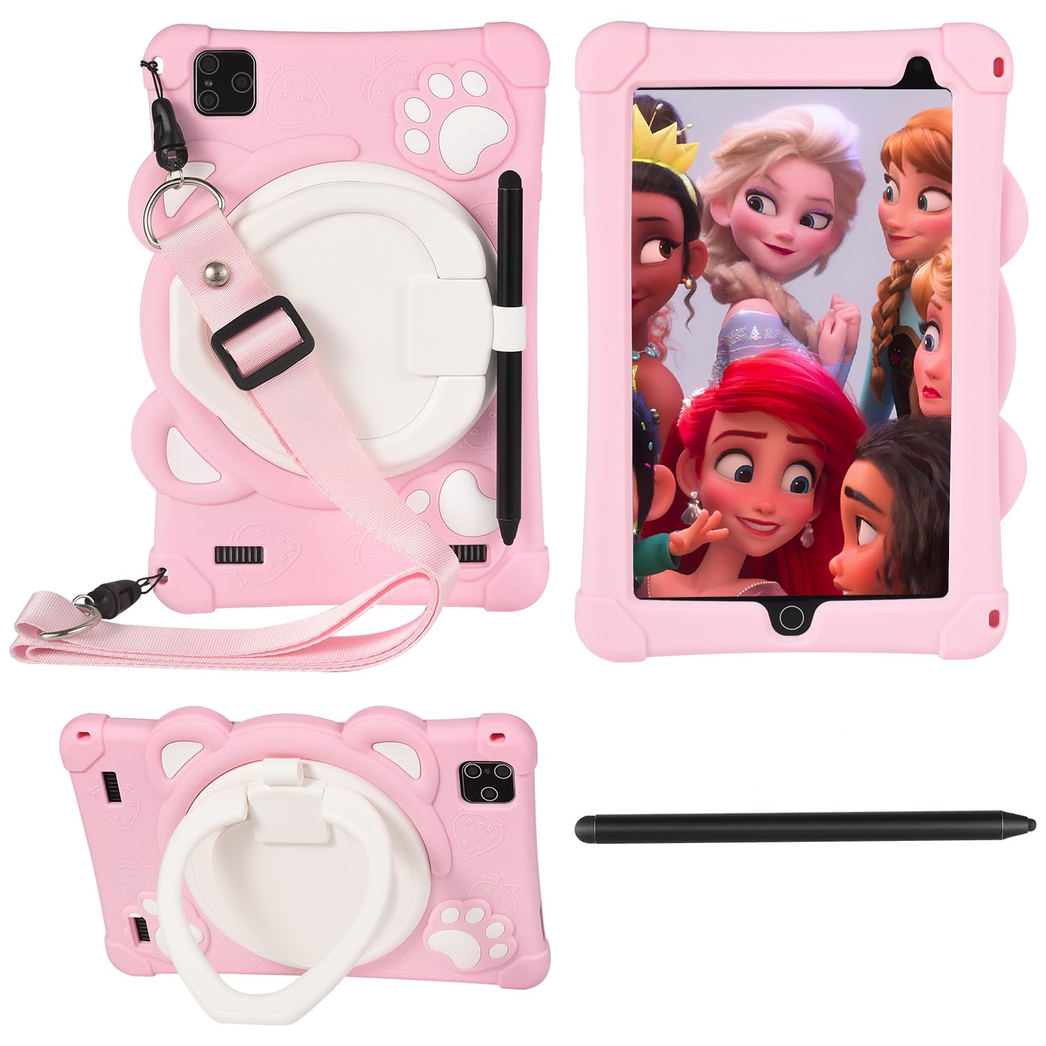 Kids Tablet 8 Inch, Toddler Tablet with Stylus & WiFi & Bluetooth, Android 10, 1280 x 800 IPS Display, 2G & 32G, YouTube Netflix Google Play Store, Earphone & Case Included (Pink)