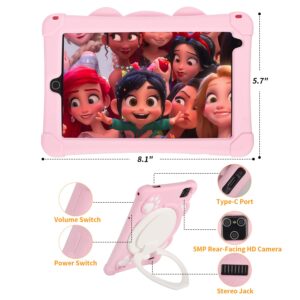 Kids Tablet 8 Inch, Toddler Tablet with Stylus & WiFi & Bluetooth, Android 10, 1280 x 800 IPS Display, 2G & 32G, YouTube Netflix Google Play Store, Earphone & Case Included (Pink)