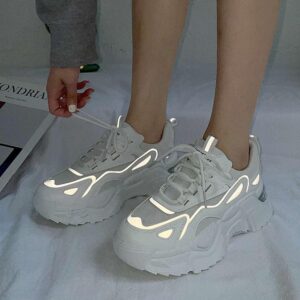 YYSPR Women's Fashion Platform Lace Up Sneakers Lightweight Walking Running Shoes White 8 US