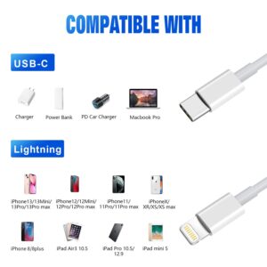 iPhone Charger, [Apple MFi Certified] USB C to Lightning Cable 3PACK 6FT Fast Charger Cable, iPhone Charger Cord Compatible with iPhone 14/13/12/11 Pro Max/XS MAX/XR/XS/X/8/7/Plus