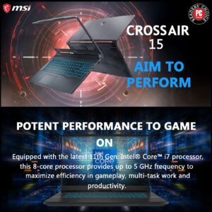 MSI Crosshair 15 Gaming Laptop, 15.6" 144Hz FHD IPS Display, Intel Core i7-11800H, 16GB DDR4 RAM, 512GB NVMe SSD, NVIDIA GeForce RTX 3050, RGB Backlit Keyboard, Windows 10 Home, TWE Mouse Pad