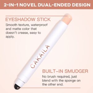 LOKFAR Cream Eye-Shadow Stick, Waterproof Cream Eyeshadow Pen Rotatable Creamy Eye Shadow Pencil Crayon, Matte and Shimmer Eyeshadow Makeup Stick with Sponge Smudger (12# Matte Pinkish White)