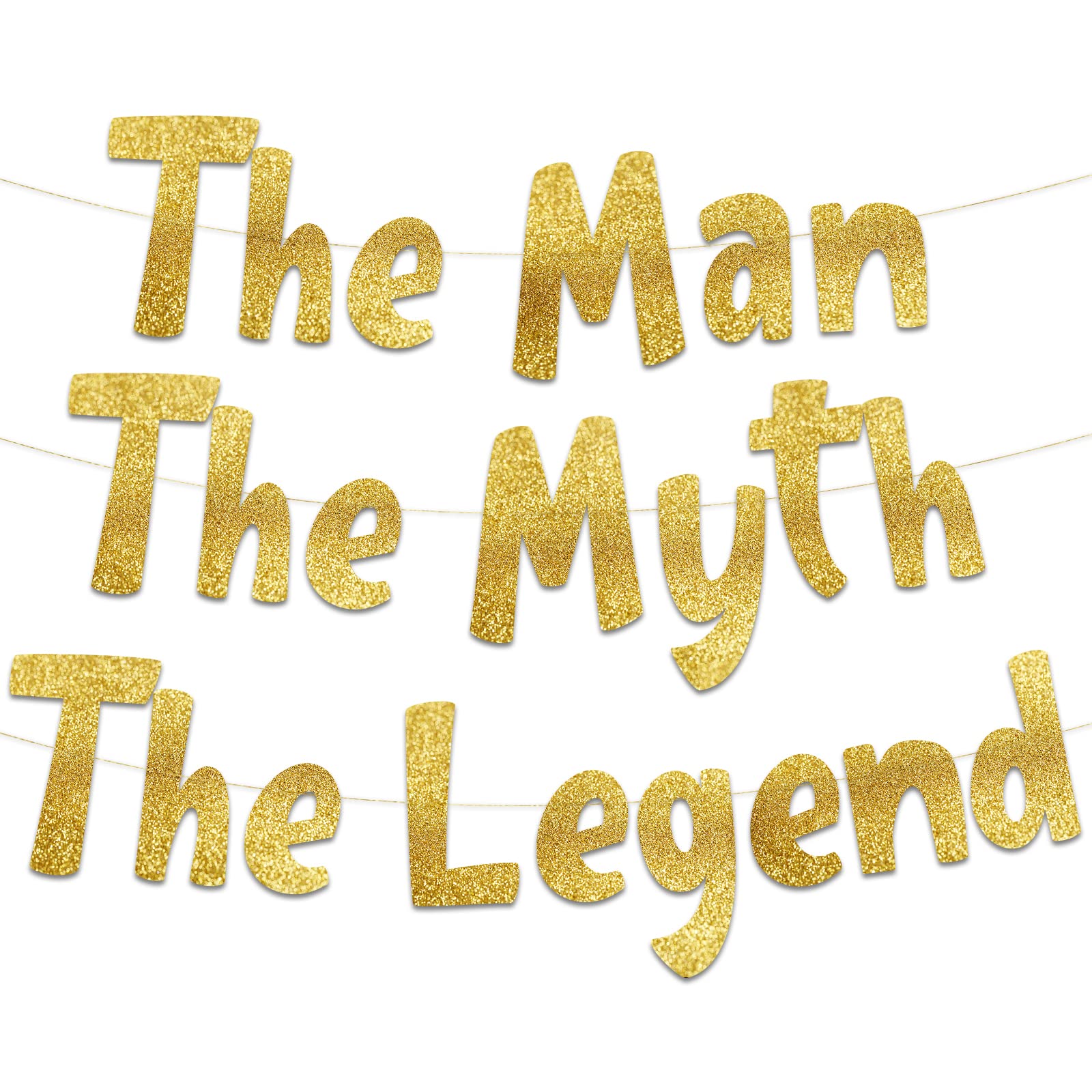 The Man The Myth The Legend Gold Glitter Banner – Men’s Birthday, Bachelor Party, Retirement Party Supplies, Gifts and Decorations