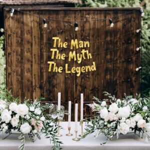 The Man The Myth The Legend Gold Glitter Banner – Men’s Birthday, Bachelor Party, Retirement Party Supplies, Gifts and Decorations