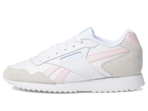reebok women's glide sneaker, white/pure grey/porcelain pink, 10.5