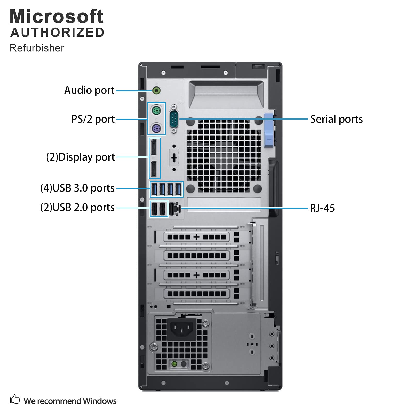 Dell OptiPlex 7060 Tower High Performance Business Desktop Computer, Intel Six Core i7-8700 up to 4.6GHz, 32G DDR4, 512G SSD, WiFi, BT, 4K Support, DP, Windows 10 Pro 64 En/Sp/Fr(Renewed)