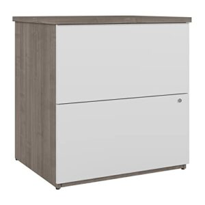 bestar ridgeley 2 drawer lateral file cabinet, 28w, silver maple & pure white