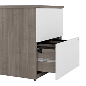 Bestar Ridgeley 2 Drawer Lateral File Cabinet, 28W, Silver Maple & Pure White