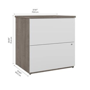 Bestar Ridgeley 2 Drawer Lateral File Cabinet, 28W, Silver Maple & Pure White