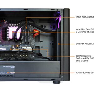 ZOTAC Gaming MEK Hero G1 I1736KFT Liquid Cooling Gaming PC Desktop Intel 11th Gen Core i7 11700KF, GeForce RTX 3060 Ti 8GB, 16GB 3200 MHz DDR4, 1TB M.2 NVMe SSD, RGB ‎- GH3060TI170KF01BL-U-W2B