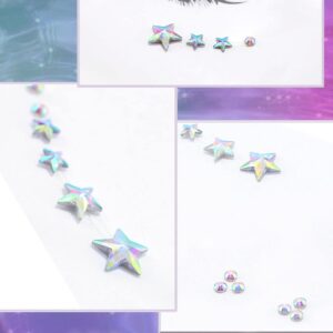 Wosois Crystal Face Stickers Star Mermaid Gems Sparkly Temporary Rhinestone Sticker Rave Party Accessories for Women and Girls (A)