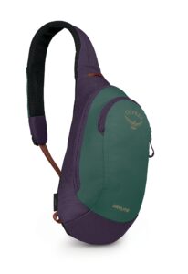 osprey daylite shoulder sling bag, axo green/enchantment purple