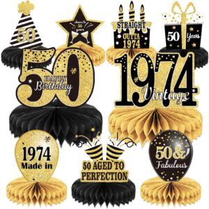 9pcs 50th birthday decorations 50th birthday centerpieces for tables decoration 2024 vintage 1974 honeycomb table topper back in 1974 50th birthday decoration for men and woman 50 years birthday party