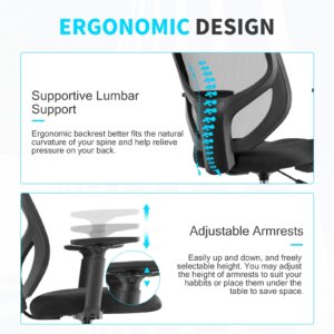 AFO Tall Drafting Chair with Adjustable Foot Ring, Ergonomic Lumbar Supportive Armrest High Resilience Sponge, Breathable Mesh, 360 Degree Swivel Rolling for Standing Desk, Dark Black