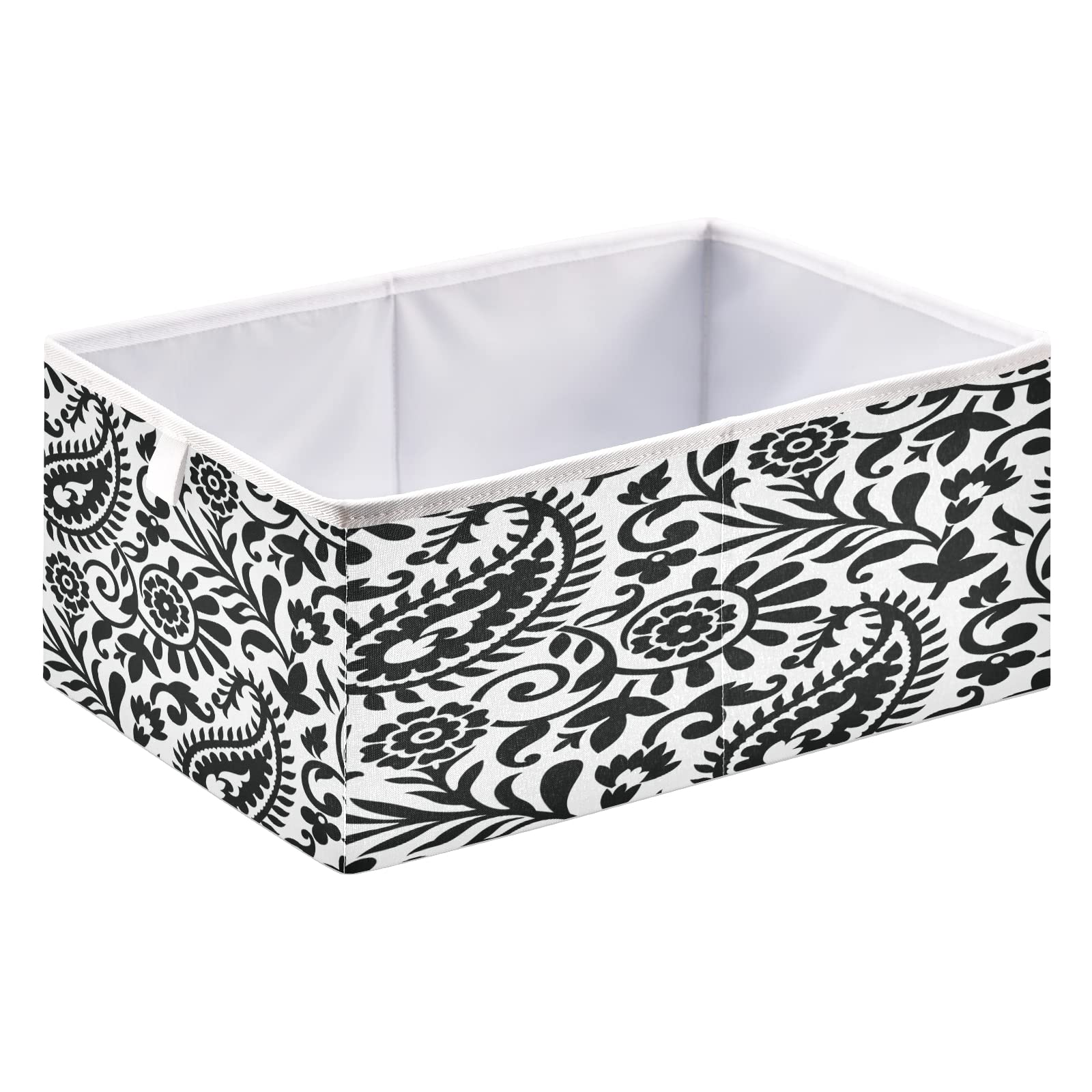 Blueangle Black and White Pattern Rectangle Storage Bin, 15.8 x 10.6 x 7 in, Large Collapsible Organizer Storage Basket for Home Décor（42）