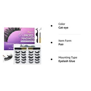 Royaomis 10 Pairs Cat-Eye Magnetic Lashes With Eyeliner Natural Looking, 3D Magnetic Eyelashes Natural Look With Eyeliner, Fake Eyelashes Magnetic, Eye Lashes Pack Natural Magnetic Eyelashes