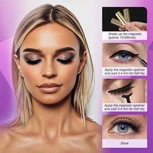 Royaomis 10 Pairs Cat-Eye Magnetic Lashes With Eyeliner Natural Looking, 3D Magnetic Eyelashes Natural Look With Eyeliner, Fake Eyelashes Magnetic, Eye Lashes Pack Natural Magnetic Eyelashes