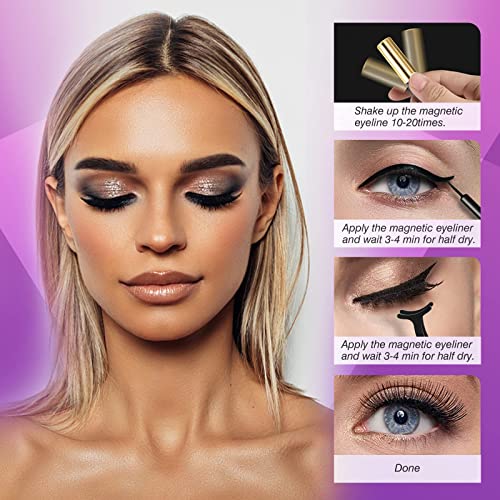 Royaomis 10 Pairs Cat-Eye Magnetic Lashes With Eyeliner Natural Looking, 3D Magnetic Eyelashes Natural Look With Eyeliner, Fake Eyelashes Magnetic, Eye Lashes Pack Natural Magnetic Eyelashes