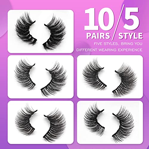 Royaomis 10 Pairs Cat-Eye Magnetic Lashes With Eyeliner Natural Looking, 3D Magnetic Eyelashes Natural Look With Eyeliner, Fake Eyelashes Magnetic, Eye Lashes Pack Natural Magnetic Eyelashes