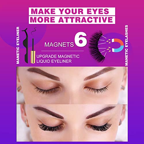 Royaomis 10 Pairs Cat-Eye Magnetic Lashes With Eyeliner Natural Looking, 3D Magnetic Eyelashes Natural Look With Eyeliner, Fake Eyelashes Magnetic, Eye Lashes Pack Natural Magnetic Eyelashes