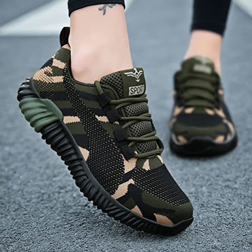 WILTENA Womens Mesh Camouflage Shoes Mens Non Slip Sports Running Tennis Sneakers Walking Shoes Camouflage(19) Size 11w/9.5m