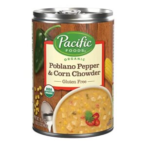 pacific foods organic poblano pepper and corn chowder, 16.3 oz can