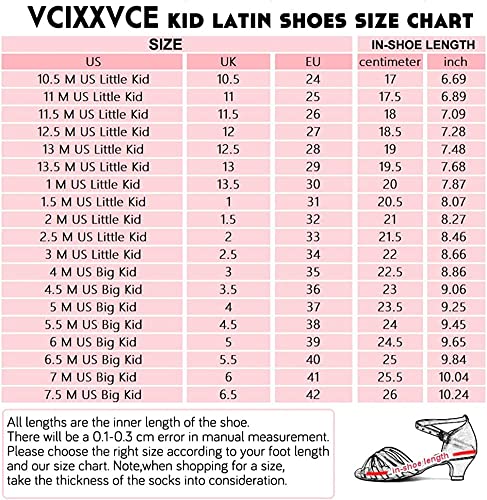 VCIXXVCE Gilrs Latin Dance Shoes Tan Low Heel 1.2" Tango Salsa Ballroom Dance Practice Shoes,6 M US Big Kid