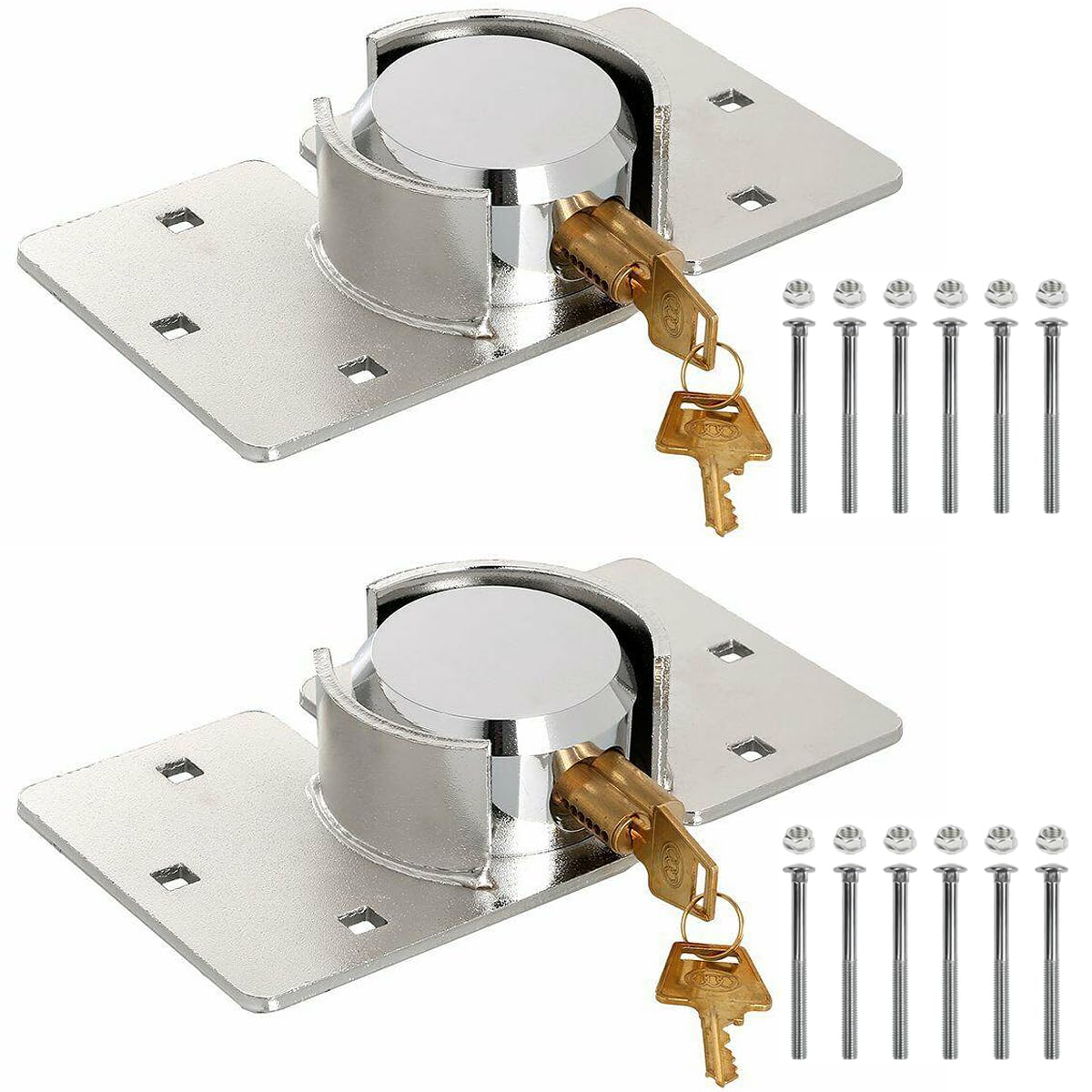 BEVISKkki 2 Pack Hidden Shackle Padlock Heavy Duty Solid Steel Cargo Van Door Locks Anti Theft with Hasp 73MM Puck Lock High Security Garage Shed Door Lock with 4 Keys for Trucks, Gates, Vans,Trailer