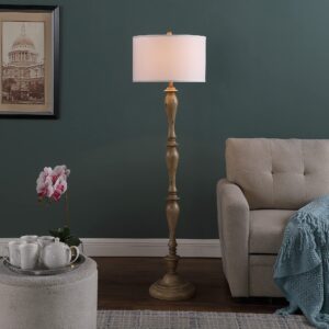 ORE HBL2629 Coastal Wood Effect Polyresin Floor Lamp, 61.5"