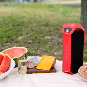 Altec Lansing HydraShock Bluetooth Speaker USB Type-C Rechargeable Portable Speaker Wireless Charger for Phone, Stereo Speaker w/LED Lights for Pool Beach Hiking Camping, 20 Hour Playtime (Red)