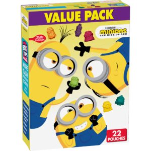 minions fruit flavored snacks, treat pouches, value pack, 22 ct