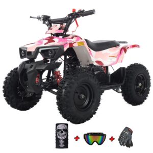 x-pro bolt 40cc atv with chain transmission, pull start! disc brake! 6" tires! (pink camo)