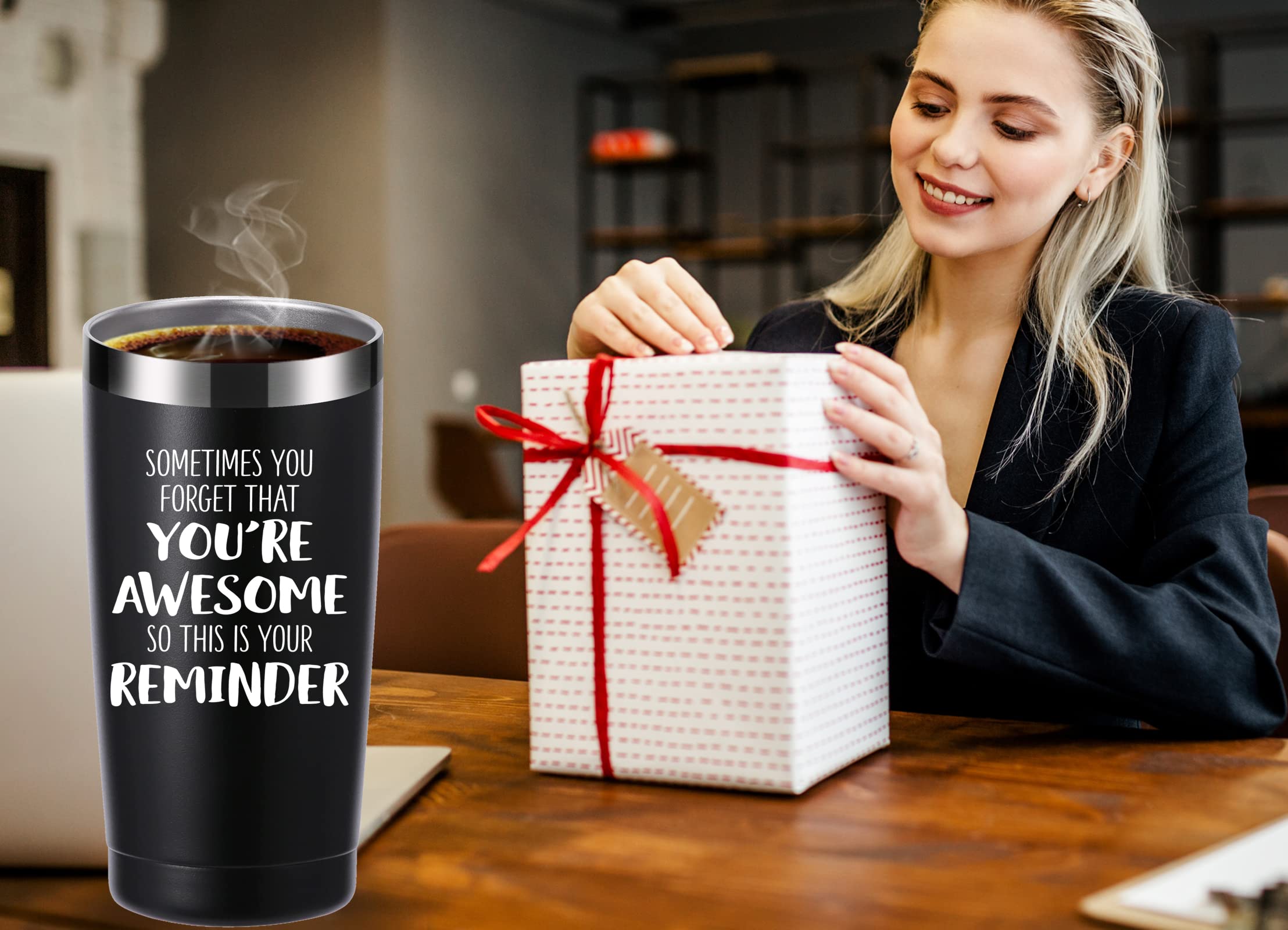 Sometimes You Forget You're Awesome 20 OZ Tumbler.Inspirational Thank You Gifts.Graduation Appreciation Encouragement Birthday Gifts for Men Women Friend Dad Mom Daughter Son Coworker(Black)