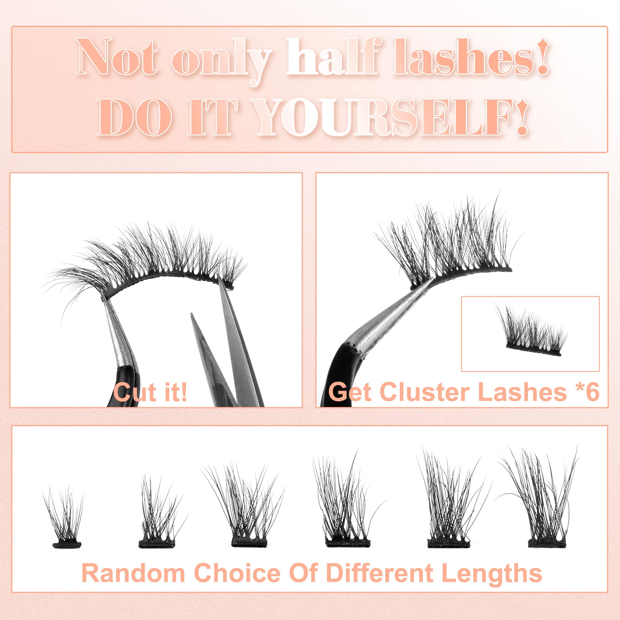 Newcally Half Lashes Mink Natural Cat Eye Wispy False Eyelashes Fluffy Volume Strip Fake Eyelashes Accent Corner 3/4 Eye Lashes DIY Cluster Faux Mink Half Eyelashes 14 Pairs Black