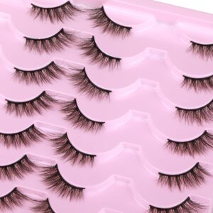 Newcally Half Lashes Mink Natural Cat Eye Wispy False Eyelashes Fluffy Volume Strip Fake Eyelashes Accent Corner 3/4 Eye Lashes DIY Cluster Faux Mink Half Eyelashes 14 Pairs Black