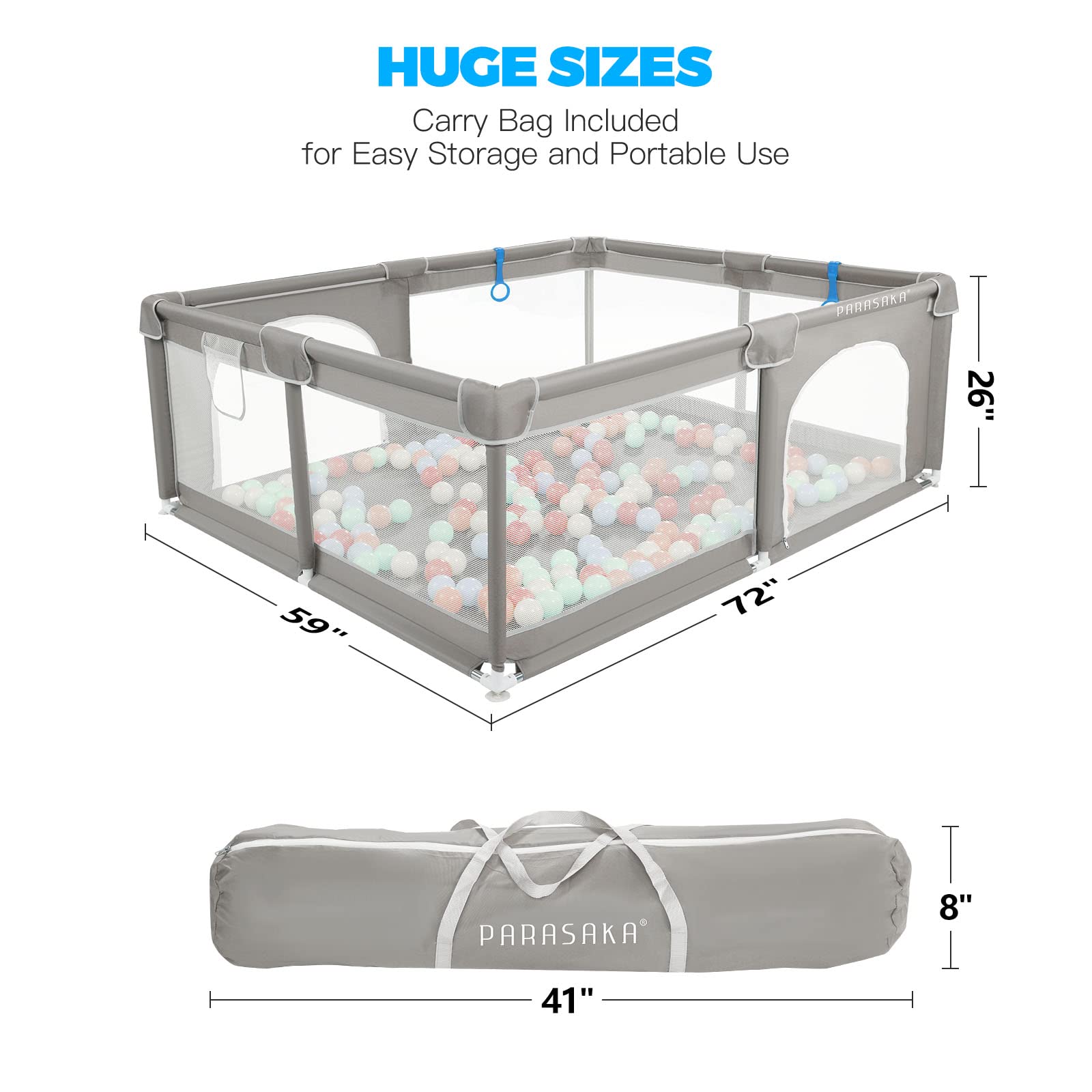 PARASAKA Baby Playpen, 72” x 59” Extra Large Baby Play Pen Play Yard, Playpen for Babies and Toddlers, Baby Fence Play Area, Baby Gate Playpen