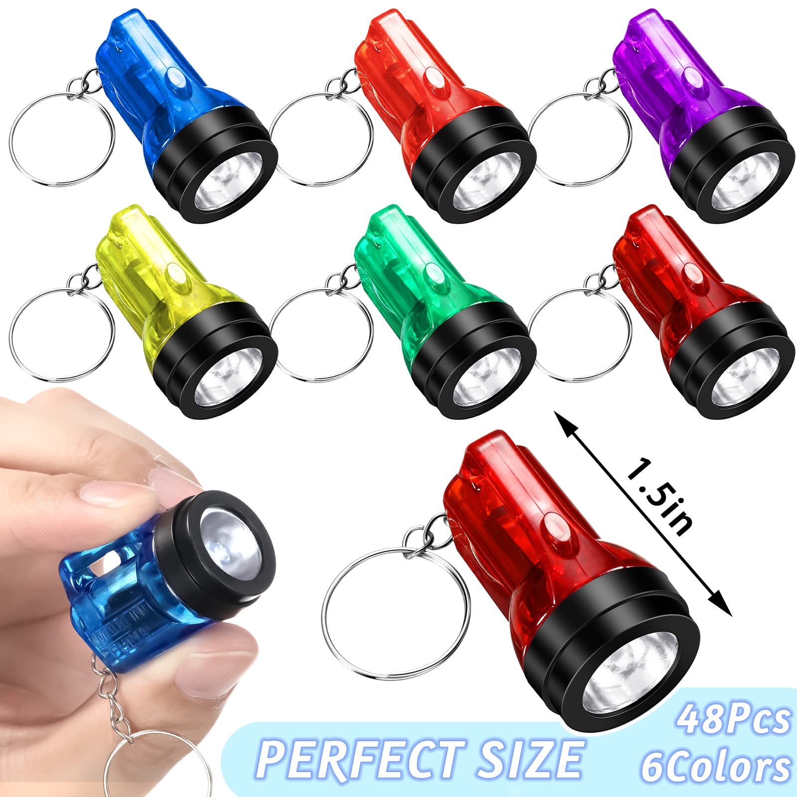 96 Pieces Mini Flashlight for Kid Mini Flashlight Keychain Mini Flashlight Bulk Small Portable Plastic LED Flashlights Keychains for Camping Party Favors