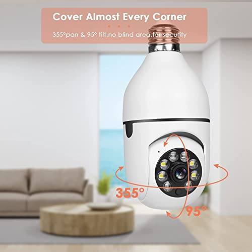 2PCS WiFi Light Bulb Security Camera Wireless Outdoor 1080P Indoor 360 Degree Security Cameras for Home Security, Smart Motion Detection, Two-Way Audio