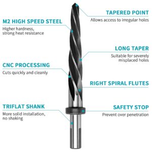 5/8" Drill Bridge/Construction Reamer with 1/2" Shank Chuck,HSS 5/8" Taper Bridge Reamer Bit Tool for Steel Metal Wood Alloy to Align Existing Hole and Enlarge Hole