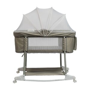 rtusas multi mode newborn baby bassinet bedside sleeper baby cradle portable bassinet playpen with wheels breathable mesh crib rocking bassinet(light grey)