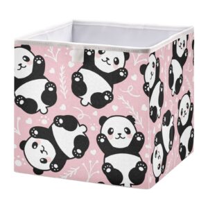 emelivor cute cartoon panda cube storage bin foldable storage cubes waterproof toy basket for cube organizer bins for nursery toys kids books closet shelf office - 11.02x11.02x11.02 in