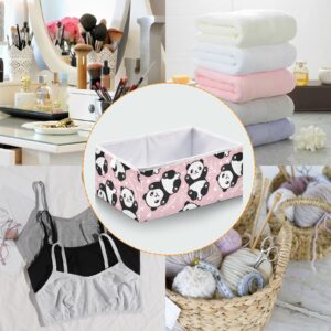 Emelivor Cute Cartoon Panda Cube Storage Bin Foldable Storage Cubes Waterproof Toy Basket for Cube Organizer Bins for Nursery Toys Kids Books Closet Shelf Office - 11.02x11.02x11.02 IN