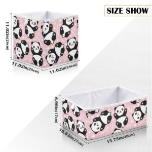 Emelivor Cute Cartoon Panda Cube Storage Bin Foldable Storage Cubes Waterproof Toy Basket for Cube Organizer Bins for Nursery Toys Kids Books Closet Shelf Office - 11.02x11.02x11.02 IN