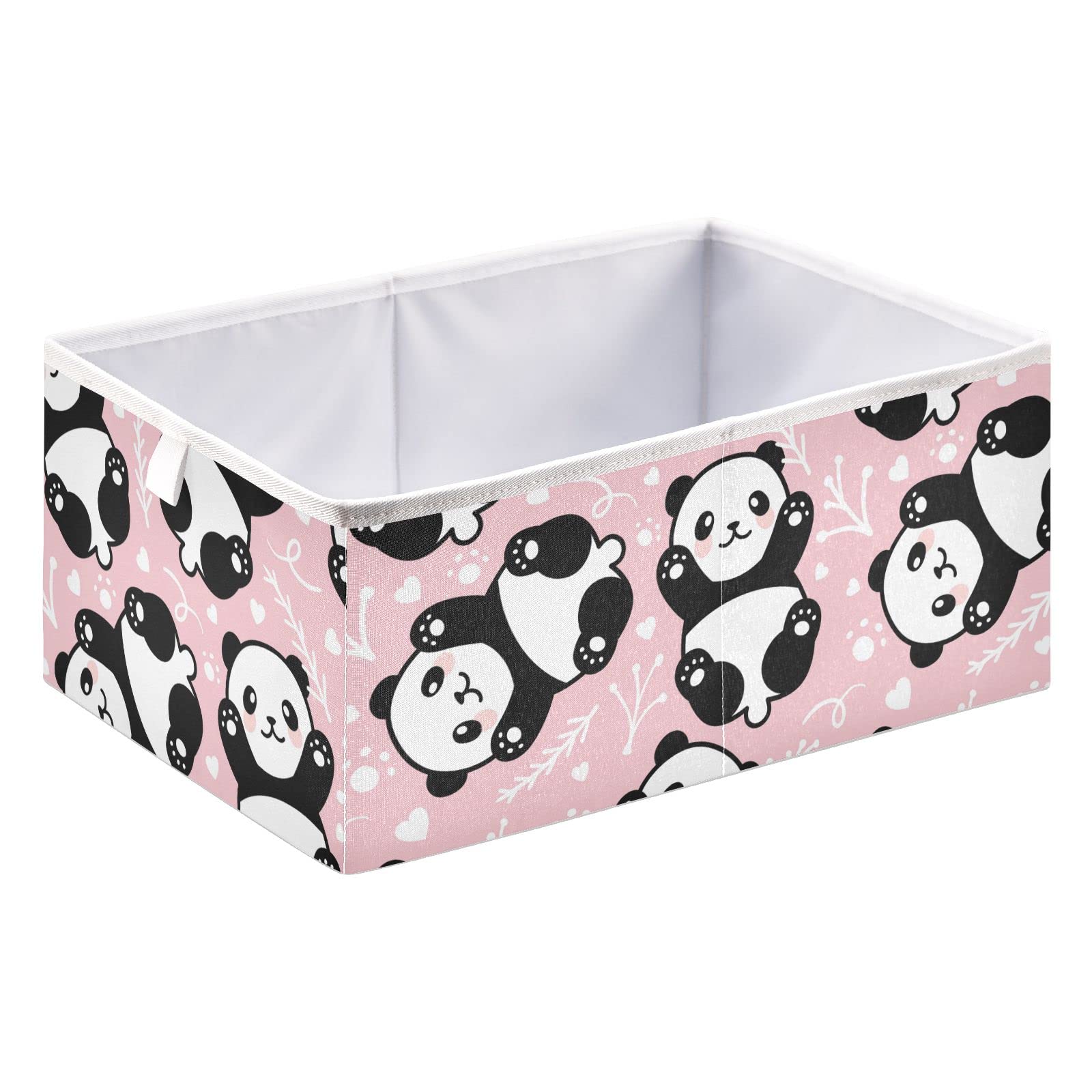 Emelivor Cute Cartoon Panda Cube Storage Bin Foldable Storage Cubes Waterproof Toy Basket for Cube Organizer Bins for Nursery Toys Kids Books Closet Shelf Office - 11.02x11.02x11.02 IN