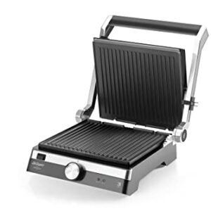 Arzum Panini Press, Sandwich Maker, Electric Indoor Grill, Stainless Steel Top Surface, Non-stick Die-cast Aluminium Plates, Upright Storage, Opens 180 degrees, 6 Slices, 1500W, Large (AR2023-UL)