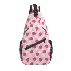 asyg strawberry sling bag cute crossbody chest daypack casual backpack women shoulder bag for travel picnic