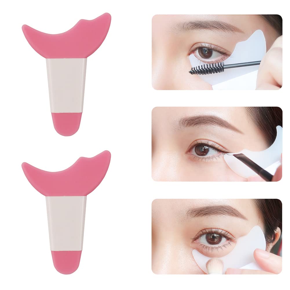 LORMAY 2 Pcs Mascara and Eye Shadow Guard Shield, Auxiliary Multifuntion Tool Pad for Eyelash and Cat Eyes Makeup (Pink)