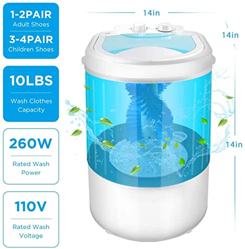 HAIFT Portable Mini Washing Machine Wash Shoes Wash Clothes and Spin-dry, Semi-Automatic, 10 lbs Capacity,Mini Washer for Apartments Camping Dorms Business Trip College Rooms (Color : Blue)