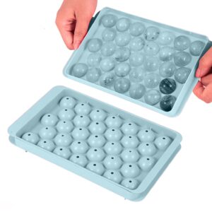 boon ice cube tray 2 pack, easy-release plastic & flexible in use,66 pcs circle ball ice cube tray with lid, large round ice molds for cocktail, freezer, stackable ice tray